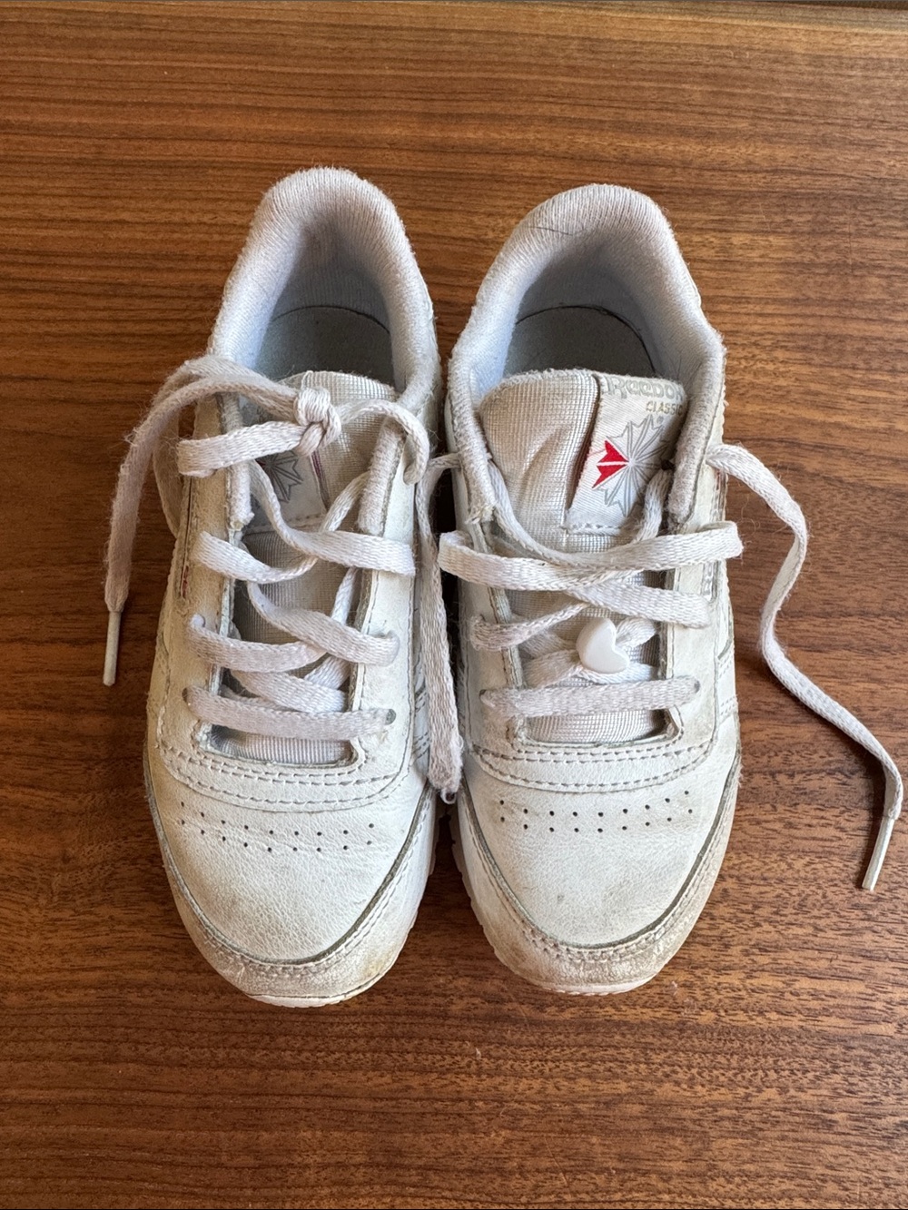 Reebok Kids White Low-Top Sneakers with Subtle Red Logo